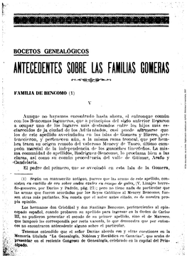 Antecedentes Sobre Las Familias Gomeras : Familia Bencomo