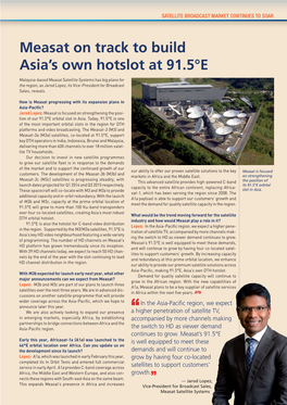 Measat on Track to Build Asia's Own Hotslot at 91.5°E