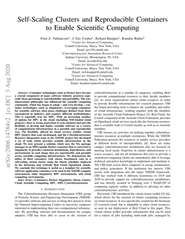 Self-Scaling Clusters and Reproducible Containers to Enable Scientiﬁc Computing