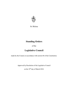 Standing Orders for Legislative Council Meetings