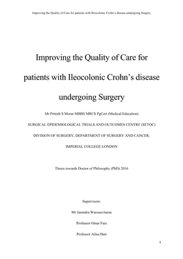 Improving the Quality of Care for Patients with Ileocolonic Crohn's