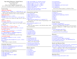 Sage Quick Reference: Graph Theory Steven Rafael Turner Sage Version