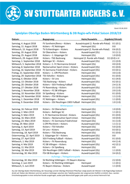 Spielplan Oberliga Baden-Württemberg & DB Regio