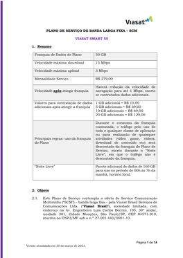 Plano De Serviço De Banda Larga Fixa – Scm