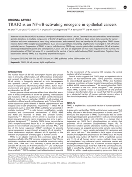 TRAF2 Is an NF-ΚB-Activating Oncogene in Epithelial