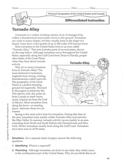 Tornado Alley a Tornado Is a Violent, Twisting Column of Air