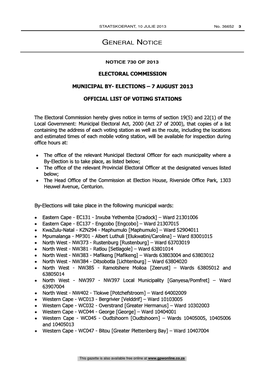 Municipal By-Elections