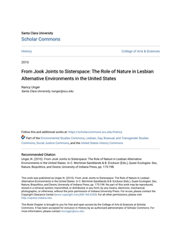 The Role of Nature in Lesbian Alternative Environments in the United States