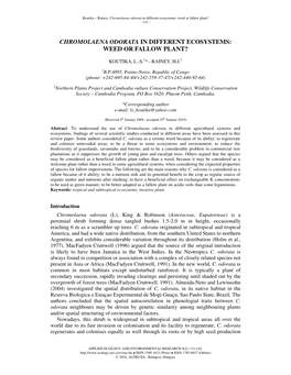 Chromolaena Odorata in Different Ecosystems: Weed Or Fallow Plant? - 131