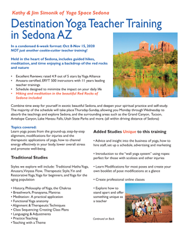 Destination Yoga Teacher Training in Sedona AZ in a Condensed 6-Week Format: Oct 8-Nov 15, 2020 NOT Just Another Cookie-Cutter Teacher Training!