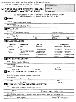 National Register of Historic Places Inventory -- Nomination Form