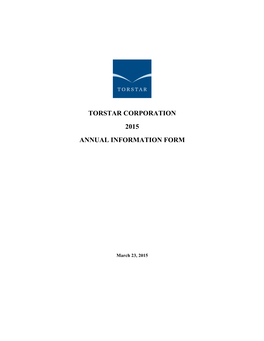 Torstar Corporation 2015 Annual Information Form