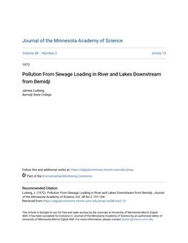 Pollution from Sewage Loading in River and Lakes Downstream from Bemidji