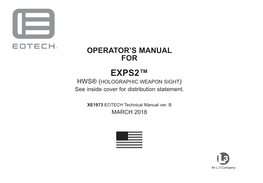 EXPS2™ HWS® (HOLOGRAPHIC WEAPON SIGHT) See Inside Cover for Distribution Statement