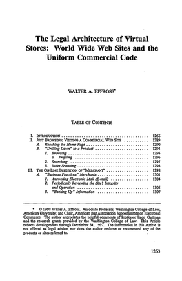 The Legal Architecture of Virtual Stories: World Wide Web Sites and the Uniform Commercial Code