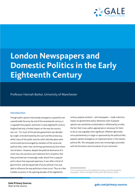 London Newspapers and Domestic Politics in the Early Eighteenth Century