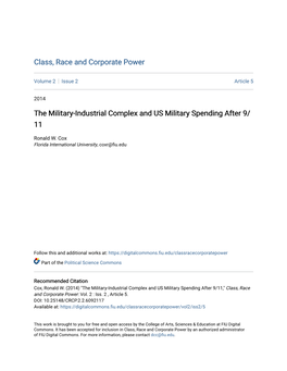 The Military-Industrial Complex and US Military Spending After 9/11,