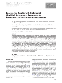 As Treatment for Refractory Acute Graft-Versus-Host Disease