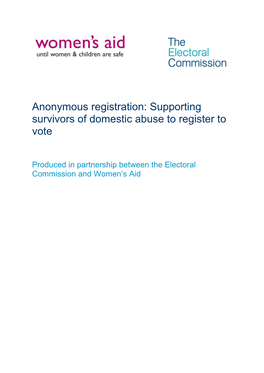 Anonymous Registration: Supporting Survivors of Domestic Abuse to Register to Vote