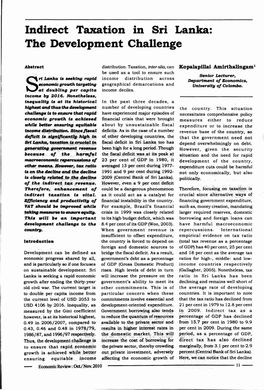 Indirect Taxation in Sri Lanka the Development Challenge