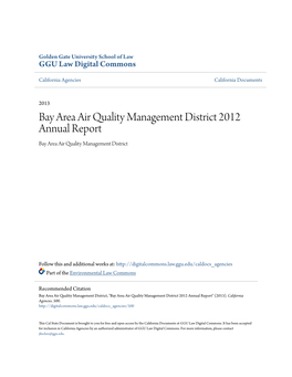 Bay Area Air Quality Management District 2012 Annual Report Bay Area Air Quality Management District