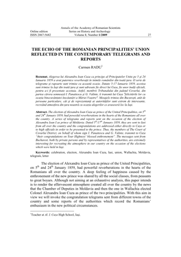 Academy of Romanian Scientists Online Edition Series on History and Archeology ISSN 2067-5682 Volume 1, Number 1/2009 27