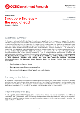 Singapore Strategy – the Road Ahead