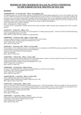 Report of the Crookham Village Planning Committee to the Parish Council Meeting of May 2016