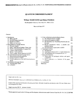 QUANTUM CHROMODYNAMICS' William MARCIANO and Heinz