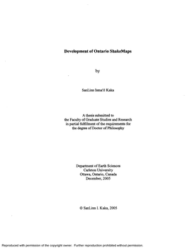 Development of Ontario Shakemaps