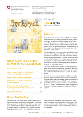 Urban Audit: Initial Assess- Ment of the Swiss Pilot Phase