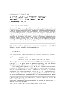 A Primal-Dual Trust Region Algorithm for Nonlinear Optimization