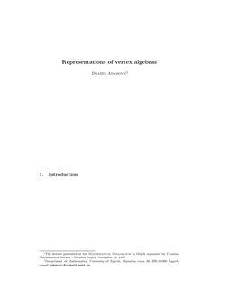 Representations of Vertex Algebras∗