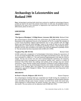 Archaeology in Leicestershire and Rutland 1999 Pp.223-259