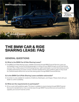 The Bmw Car & Ride Sharing Lease
