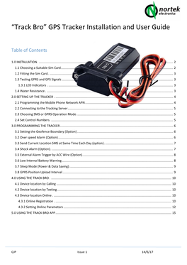 “Track Bro” GPS Tracker Installation and User Guide