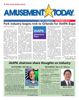 IAAPA Chairmen Share Thoughts on Industry OUTGOING: Will Morey INCOMING: Mario O