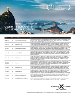 Celebrity Silhouette® 2021-22 Winter Exotics