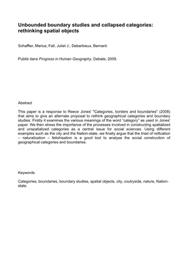 Unbounded Boundary Studies and Collapsed Categories: Rethinking Spatial Objects