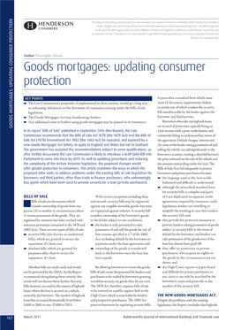 Goods Mortgages: Updating Consumer Protection