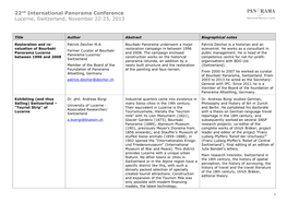 22Nd International Panorama Conference Lucerne, Switzerland, November 22-25, 2013