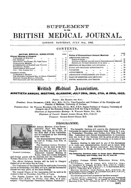 British Medical Jourxnal. London: Saturday, July 8Th, 1922