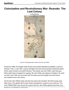 Colonization and Revolutionary War: Roanoke the Lost Colony