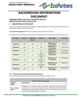 Background Information Document