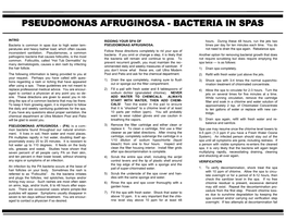 Pseudomonas Afruginosa - Bacteria in Spas