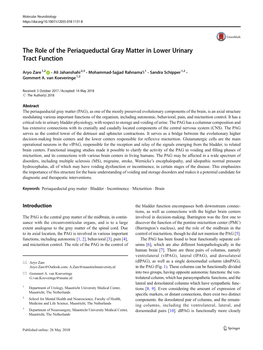 The Role of the Periaqueductal Gray Matter in Lower Urinary Tract Function