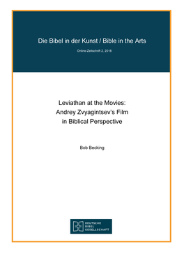 Die Bibel in Der Kunst / Bible in the Arts Leviathan at the Movies