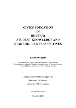 Civics Education in Bhutan: Student Knowledge and Stakeholder Perspectives