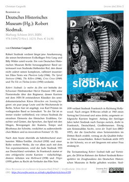 Robert Siodmak. Marburg: Schüren 2015