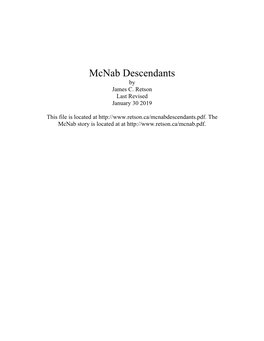 Mcnab Descendants by James C